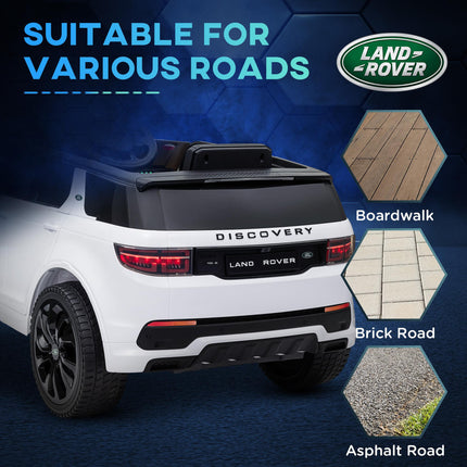 Land Rover Discovery Sport Licensed 12V Kids Ride-On Car with Remote Control, Lights, Music, Horn - White