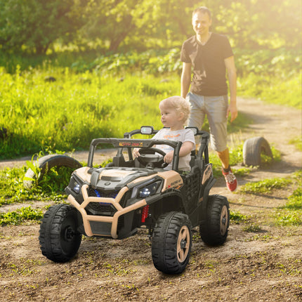24V 2-Seater Kids Electric Car with Remote Control, Suspension, Slow Start & 3 Speeds - Khaki