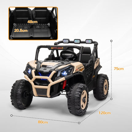 24V 2-Seater Kids Electric Car with Remote Control, Suspension, Slow Start & 3 Speeds - Khaki