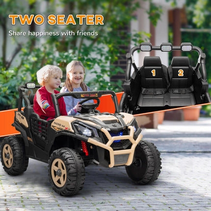 24V 2-Seater Kids Electric Car with Remote Control, Suspension, Slow Start & 3 Speeds - Khaki