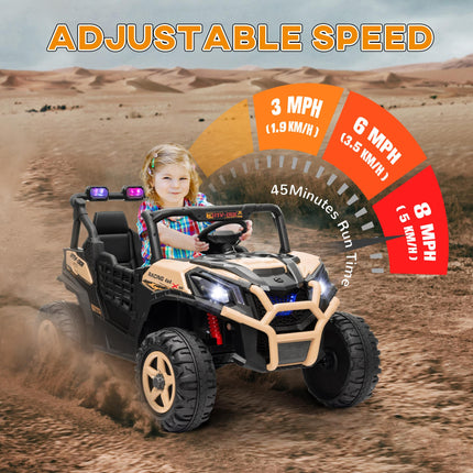 24V 2-Seater Kids Electric Car with Remote Control, Suspension, Slow Start & 3 Speeds - Khaki