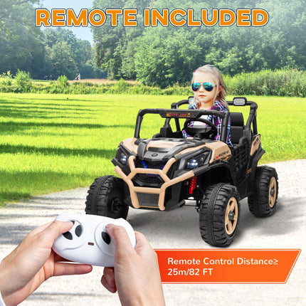 24V 2-Seater Kids Electric Car with Remote Control, Suspension, Slow Start & 3 Speeds - Khaki