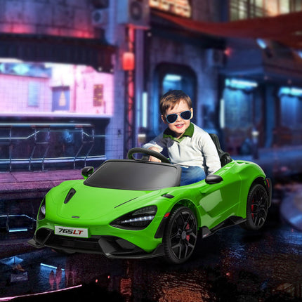 McLaren 765LT Licensed 12V Kids Electric Ride-On Car with Remote Control & Butterfly Doors - Green
