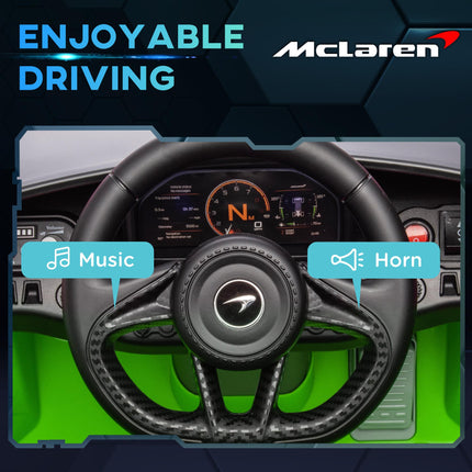 McLaren 765LT Licensed 12V Kids Electric Ride-On Car with Remote Control & Butterfly Doors - Green