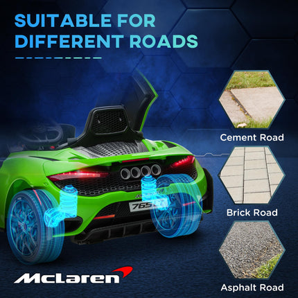 McLaren 765LT Licensed 12V Kids Electric Ride-On Car with Remote Control & Butterfly Doors - Green