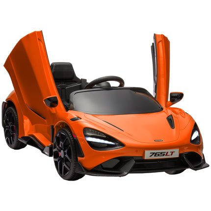 McLaren 765LT Licensed 12V Kids Electric Ride-On Car with Remote Control and Butterfly Doors - Orange