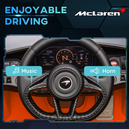 McLaren 765LT Licensed 12V Kids Electric Ride-On Car with Remote Control and Butterfly Doors - Orange