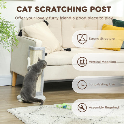 56cm Corner Cat Scratching Post with Sisal Pad - Grey