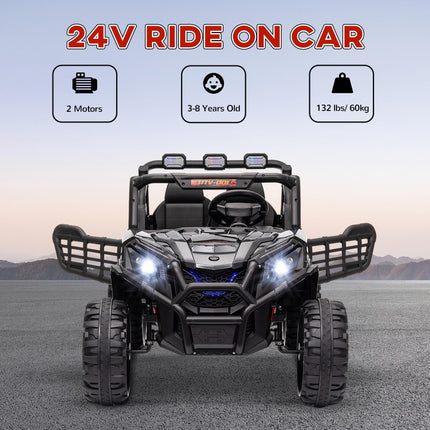 24V 2-Seater Kids Electric Car with Remote Control, Suspension & 3 Speeds for Ages 3-8 - Black