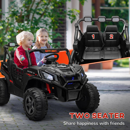 24V 2-Seater Kids Electric Car with Remote Control, Suspension & 3 Speeds for Ages 3-8 - Black