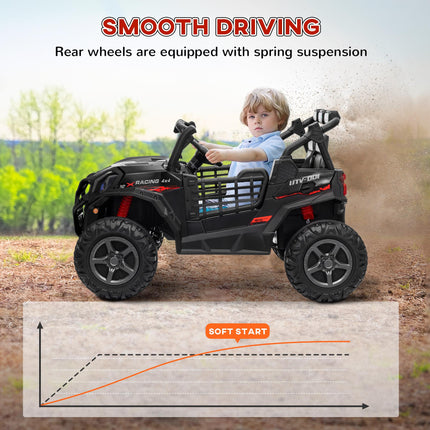24V 2-Seater Kids Electric Car with Remote Control, Suspension & 3 Speeds for Ages 3-8 - Black