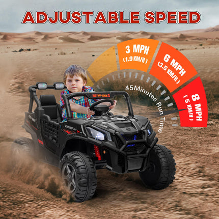 24V 2-Seater Kids Electric Car with Remote Control, Suspension & 3 Speeds for Ages 3-8 - Black
