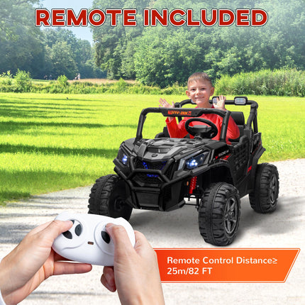 24V 2-Seater Kids Electric Car with Remote Control, Suspension & 3 Speeds for Ages 3-8 - Black
