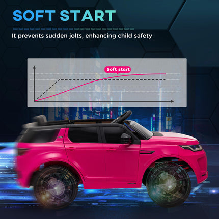 Land Rover Discovery Sport Licensed 12V Kids Ride-On Car with Remote, Lights, Music, Horn - Pink