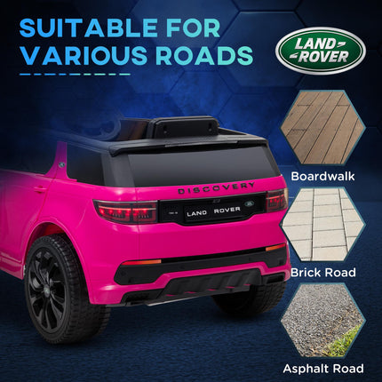 Land Rover Discovery Sport Licensed 12V Kids Ride-On Car with Remote, Lights, Music, Horn - Pink