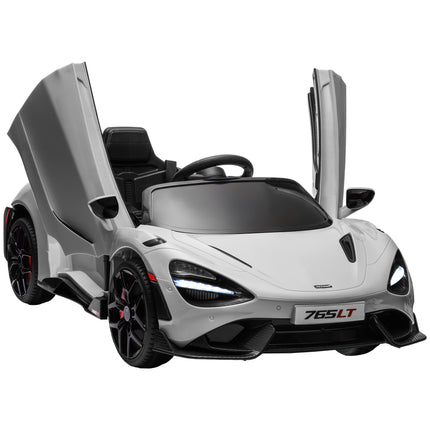 McLaren 765LT Licensed 12V Kids Electric Ride-On Car with Remote Control and Butterfly Doors - Grey