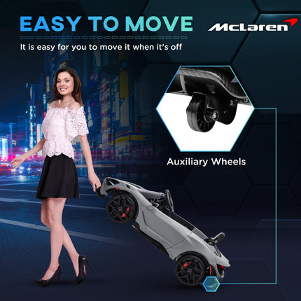 McLaren 765LT Licensed 12V Kids Electric Ride-On Car with Remote Control and Butterfly Doors - Grey