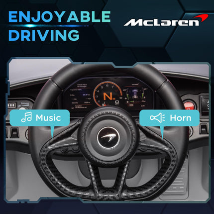 McLaren 765LT Licensed 12V Kids Electric Ride-On Car with Remote Control and Butterfly Doors - Grey