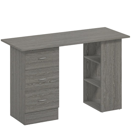 Computer Desk with Drawers, Home Office Desk, Writing Table, PC Workstation with 3 Storage Shelves for Working, Study, 120 x 49 x 72 cm, Grey