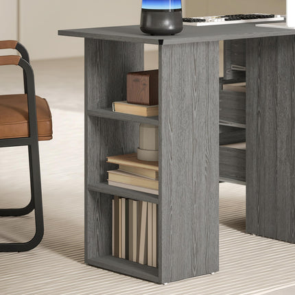Computer Desk with Drawers, Home Office Desk, Writing Table, PC Workstation with 3 Storage Shelves for Working, Study, 120 x 49 x 72 cm, Grey