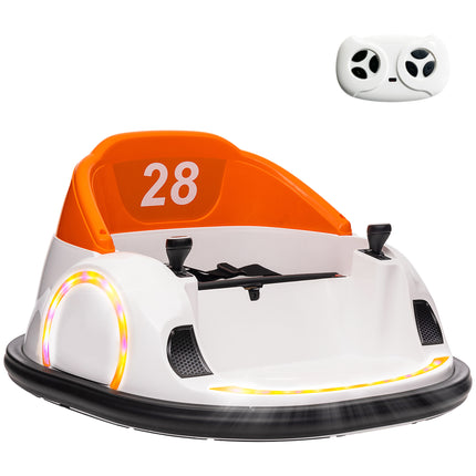 12V 360° Rotation Kids Bumper Car with Remote Control, Dual Joysticks, Music & Lights - Orange