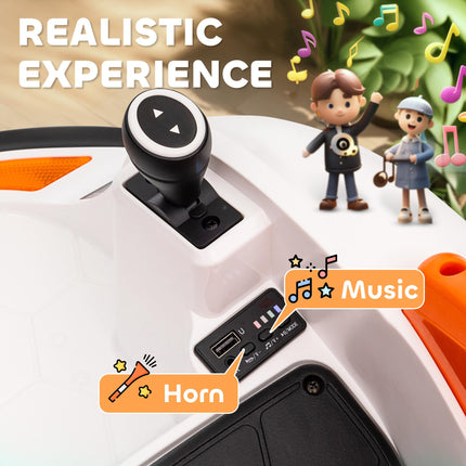12V 360° Rotation Kids Bumper Car with Remote Control, Dual Joysticks, Music & Lights - Orange