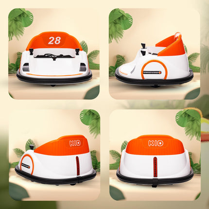12V 360° Rotation Kids Bumper Car with Remote Control, Dual Joysticks, Music & Lights - Orange
