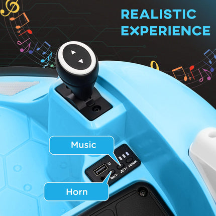 12V 360° Rotation Kids Bumper Car with Dual Joysticks, Remote Control, Music & Lights - Light Blue