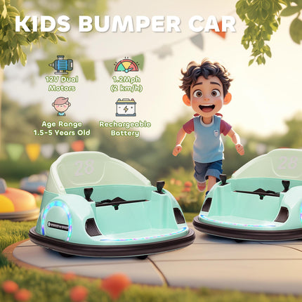 360¬∞ Rotation Kids Bumper Car, 12V Waltz Car with Remote Control, Dual Joystick