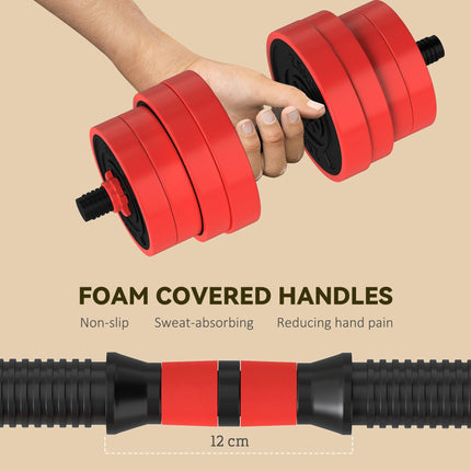 30kg 6-In-One Adjustable Weight Dumbbells Set, Barbell, Kettlebell, Push Up Stan