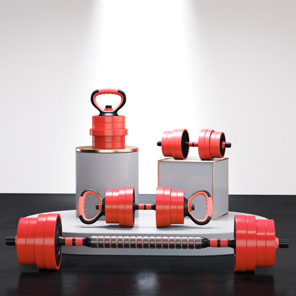 30kg 6-In-One Adjustable Weight Dumbbells Set, Barbell, Kettlebell, Push Up Stan