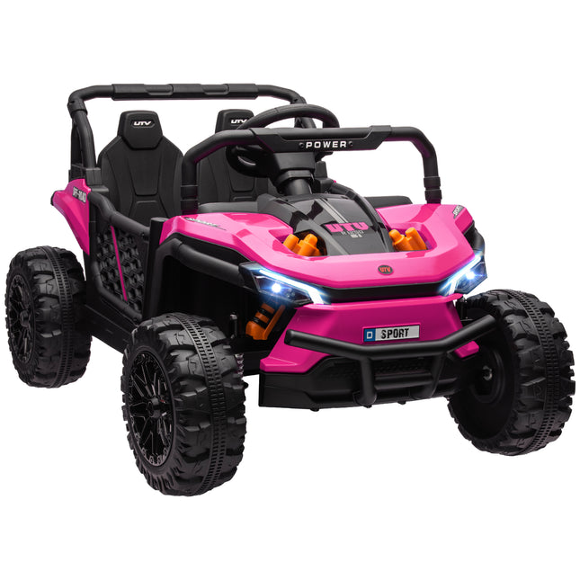 12V Battery Powered Ride-On Truck with Remote, Suspension, Horn, Lights, Music, USB for Ages 3-5 - Pink