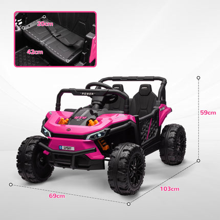 12V Battery Powered Ride-On Truck with Remote, Suspension, Horn, Lights, Music, USB for Ages 3-5 - Pink