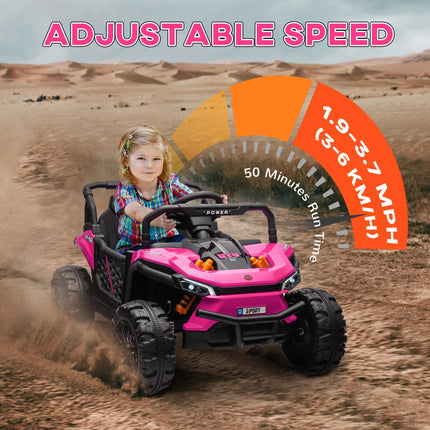 12V Battery Powered Ride-On Truck with Remote, Suspension, Horn, Lights, Music, USB for Ages 3-5 - Pink