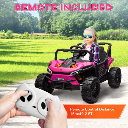12V Battery Powered Ride-On Truck with Remote, Suspension, Horn, Lights, Music, USB for Ages 3-5 - Pink