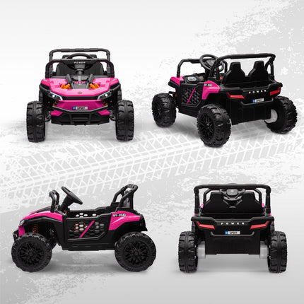 12V Battery Powered Ride-On Truck with Remote, Suspension, Horn, Lights, Music, USB for Ages 3-5 - Pink
