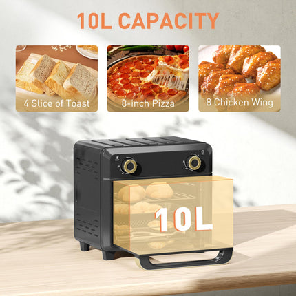 10L Air Fryer Oven with Touch Screen, Timer, Adjustable Temperature, Grill, Roast, Bake, 1000W - Black