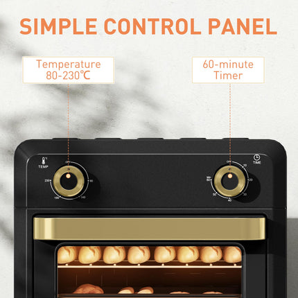 10L Air Fryer Oven with Touch Screen, Timer, Adjustable Temperature, Grill, Roast, Bake, 1000W - Black