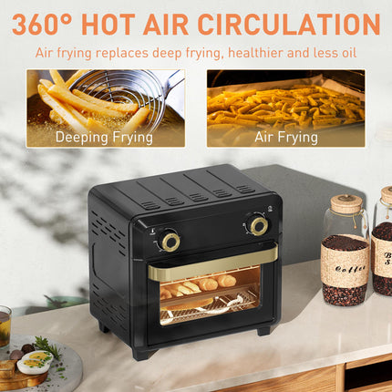 10L Air Fryer Oven with Touch Screen, Timer, Adjustable Temperature, Grill, Roast, Bake, 1000W - Black