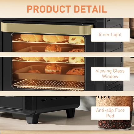 10L Air Fryer Oven with Touch Screen, Timer, Adjustable Temperature, Grill, Roast, Bake, 1000W - Black