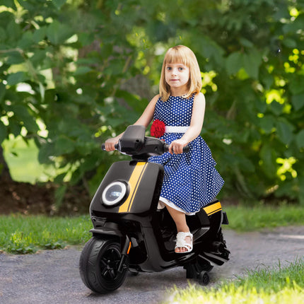 6V Ride on Motorbike, Kids Electric Motorbike w/ Headlights, Music, Training Whe