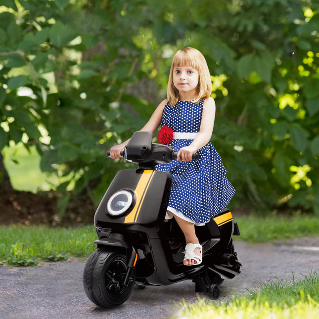 6V Ride on Motorbike, Kids Electric Motorbike w/ Headlights, Music, Training Whe