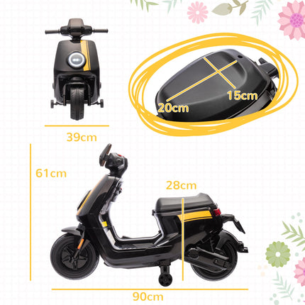 6V Ride on Motorbike, Kids Electric Motorbike w/ Headlights, Music, Training Whe