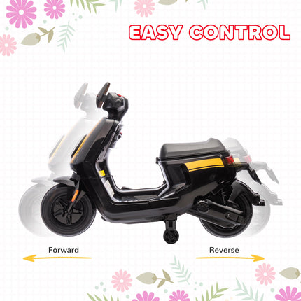 6V Ride on Motorbike, Kids Electric Motorbike w/ Headlights, Music, Training Whe