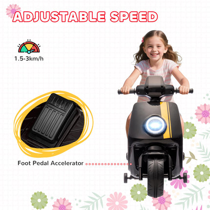 6V Ride on Motorbike, Kids Electric Motorbike w/ Headlights, Music, Training Whe