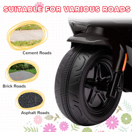 6V Ride on Motorbike, Kids Electric Motorbike w/ Headlights, Music, Training Whe