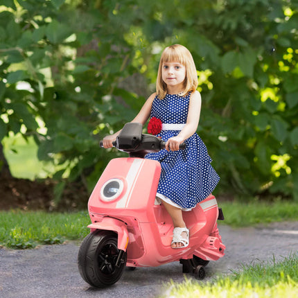 6V Ride on Motorbike, Kids Electric Motorbike w/ Headlights, Music, Training Whe