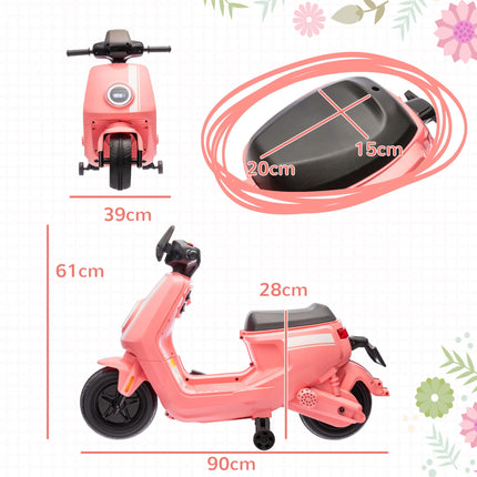 6V Ride on Motorbike, Kids Electric Motorbike w/ Headlights, Music, Training Whe
