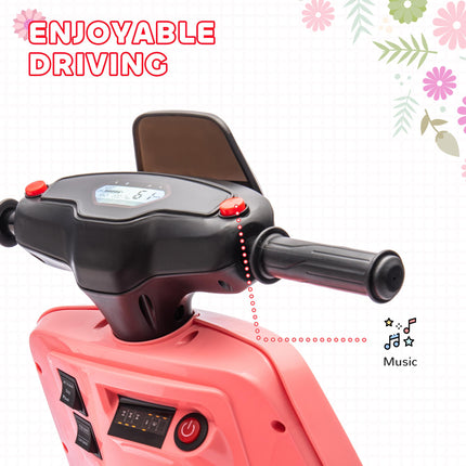 6V Ride on Motorbike, Kids Electric Motorbike w/ Headlights, Music, Training Whe