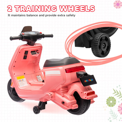 6V Ride on Motorbike, Kids Electric Motorbike w/ Headlights, Music, Training Whe